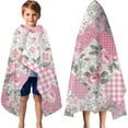 thumbnail image 3 of Pioneer Flower Floral Print Pattern Hooded Bath Towel，60"x35" for Ages 3 To 12 Kids, Quick Dry Lightweight Soft Microfiber Hood Beach Towel Cover Up for Kids, 3 of 7