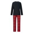 thumbnail image 6 of Christmas Family Matching Pajamas Set Santa Hat Letter Print Tops+Plaid Pants Xmas Holiday Pjs Sleepwear Loungwear, 6 of 7