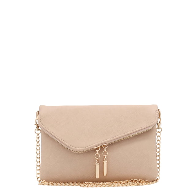 Bolso de mano con forma de rompecabezas con forma de sobre, bandolera, color nude