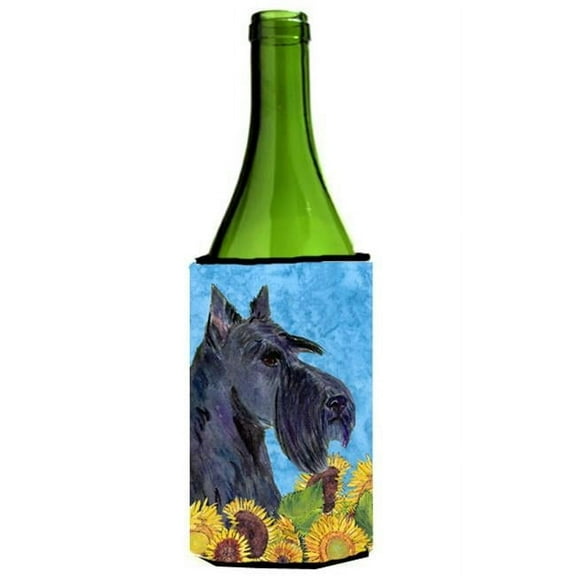 Scottish Terrier In Summer Flowers Wine bottle sleeve Hugger - 24 oz.