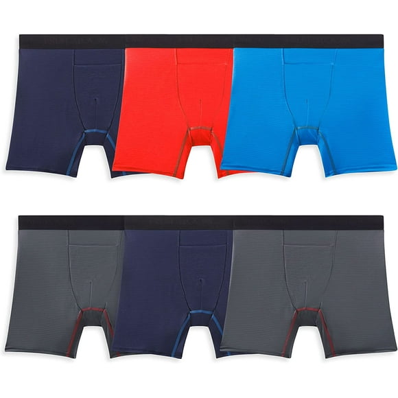 Fruit Of The Loom Mens 360 Stretch Cooling Channels Boxer Brief Assorted 6 Pack,