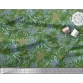 thumbnail image 1 of Soimoi Green Modal Satin Fabric Leaves & Floral Hand Drawn Printed Fabric 1 Yard 42 Inch Wide, 1 of 2