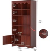 HELLONE 5 Tier Open Bookcase and Bookshelf, Modern Bookcase with Doors, Wood Bookcase Storage Organizer Shelf, 63 in Tall Display Storage Shelves for Bedroom Living Room Office, Brown