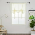 thumbnail image 3 of Yipa Tie Up Roman Shades Window Curtains,Adjustable Window Treatment,Rod Pocket Window Drapes,Slot Top Curtain Panel,Sheer Kitchen Valance,Voile Cafe Scarf Beige 39.3" Width x55" Length 2-Panel, 3 of 9
