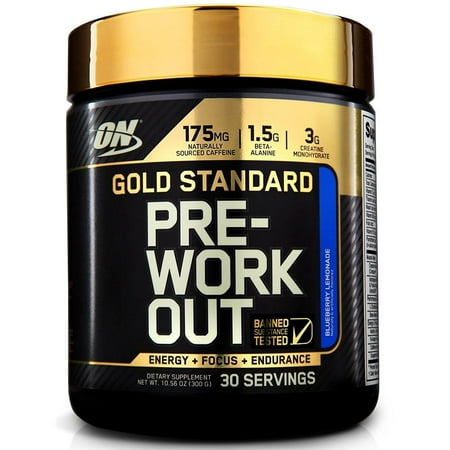 Optimum Nutrition Gold Standard Pre Workout Powder, Blueberry Lemonade, 30
