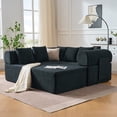 thumbnail image 5 of 106" Modular Sectional Sofa,L Shaped Cloud Sectional Couch with Deep Seat,Modern Velvet Boneless Couch with Movable Chaise & 5 Pillows,Compressed Sofa for Living Room,No Assembly Required (Black), 5 of 11