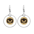 thumbnail image 1 of Halloween Black Sling Pumpkin Earrings Dangle Hoop Jewelry Drop Circle, 1 of 3