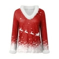 thumbnail image 4 of Gubotare Women's Sparkle Graphic V Neck Fur Trim Tops Casual Loose Sweatshirts Long Sleeve Christmas Pullover Funny Xmas Tops Women (Pink,L), 4 of 4