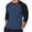 Blue, variant on Men's 3/4 Sleeve Shirts Crew Neck Baseball T Shirts Moisture Wicking Athletic Color Block Tops Gray