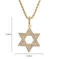 thumbnail image 5 of Fashion Delicate Shiny Zircon Hexagonal Star Necklace David 14K Yellow Gold Pendant Necklace Men Women Hip Hop Rock Party Biker Rider Necklace F716, 5 of 9