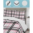 thumbnail image 4 of Pink Black Plaid Summer Quilt Set King Size, Soft Microfiber Quilted Bedding Set with 2 Pillow Shams, Farmhouse Pink Black Checkered Lightweight All Season Bedspread Coverlet for Bedroom 96"x106", 4 of 6
