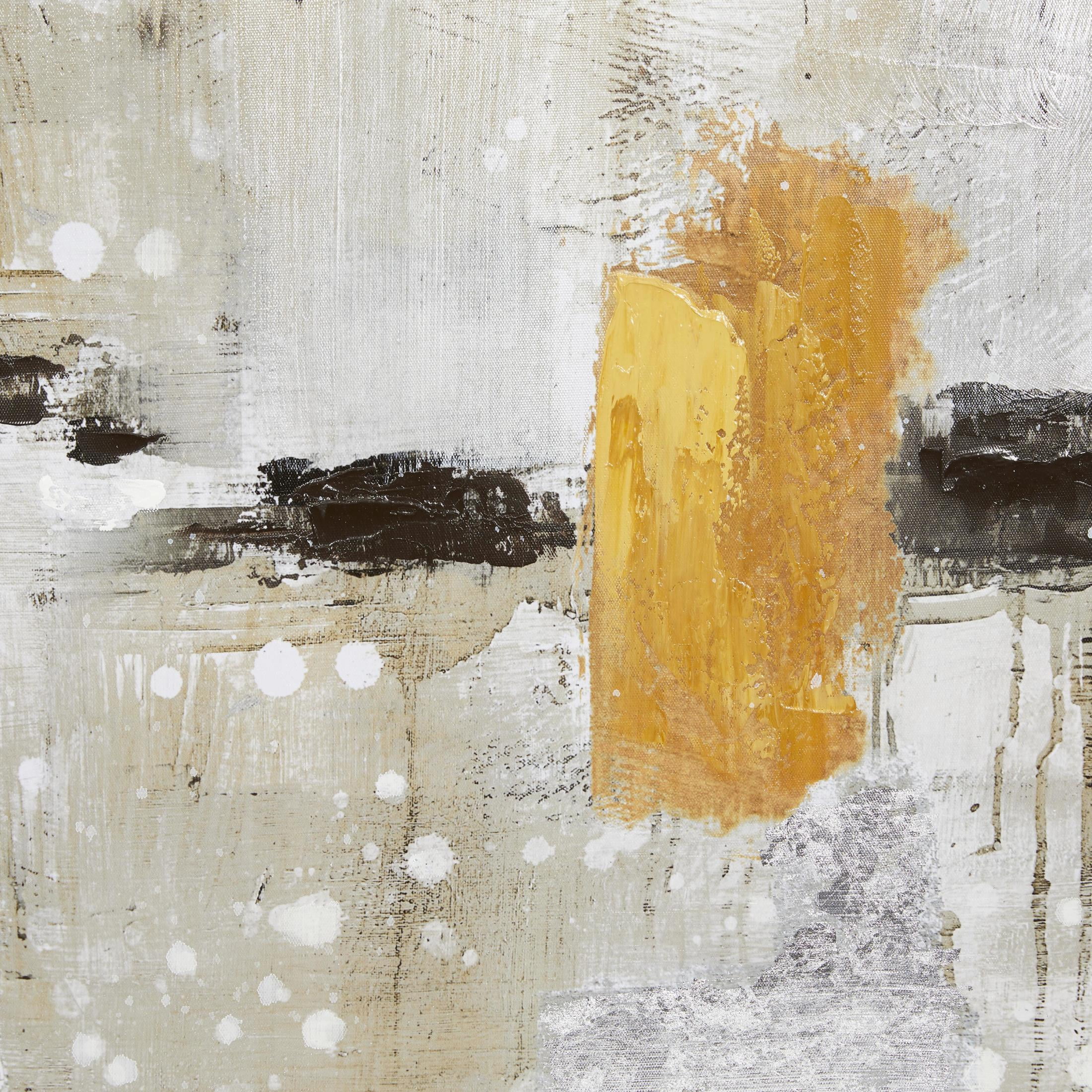 48" x 36" Abstract Framed Wall Art with Black and Yellow Details, by DecMode