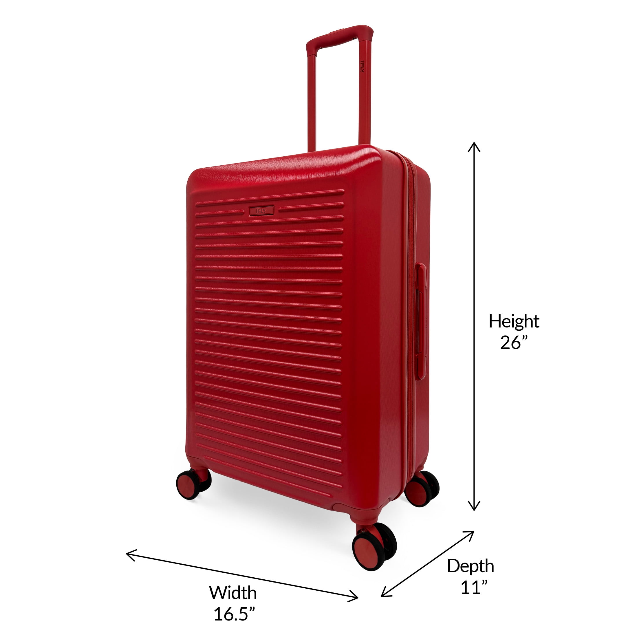 iFLY Volt 24" Expandable Hardside Spinner Checked Luggage, Red
