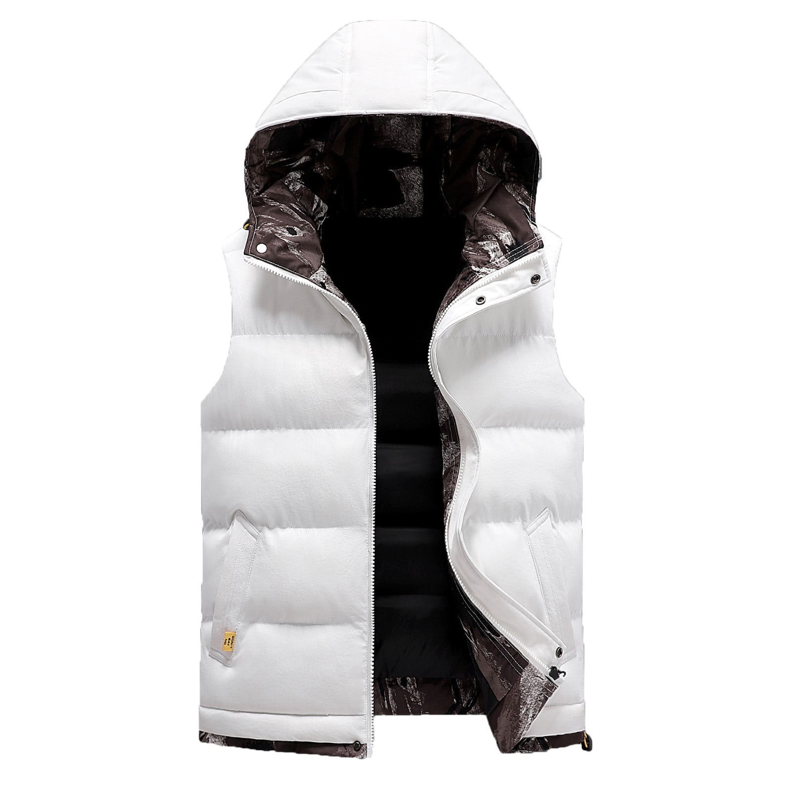 Male Autumn And Winter Cotton Casual Keep Warm Zipper Removable Hooded  Sleeveless Vacation Outdoor Vest Mid Layer 