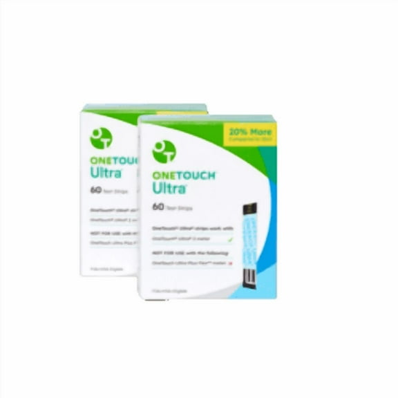 OneTouch Ultra Test Strips - 120 Count - Diabetic Test Strips for Blood Glucose Meter & Daily Blood Sugar Levels - 60 Count/Pack (2 Pack)