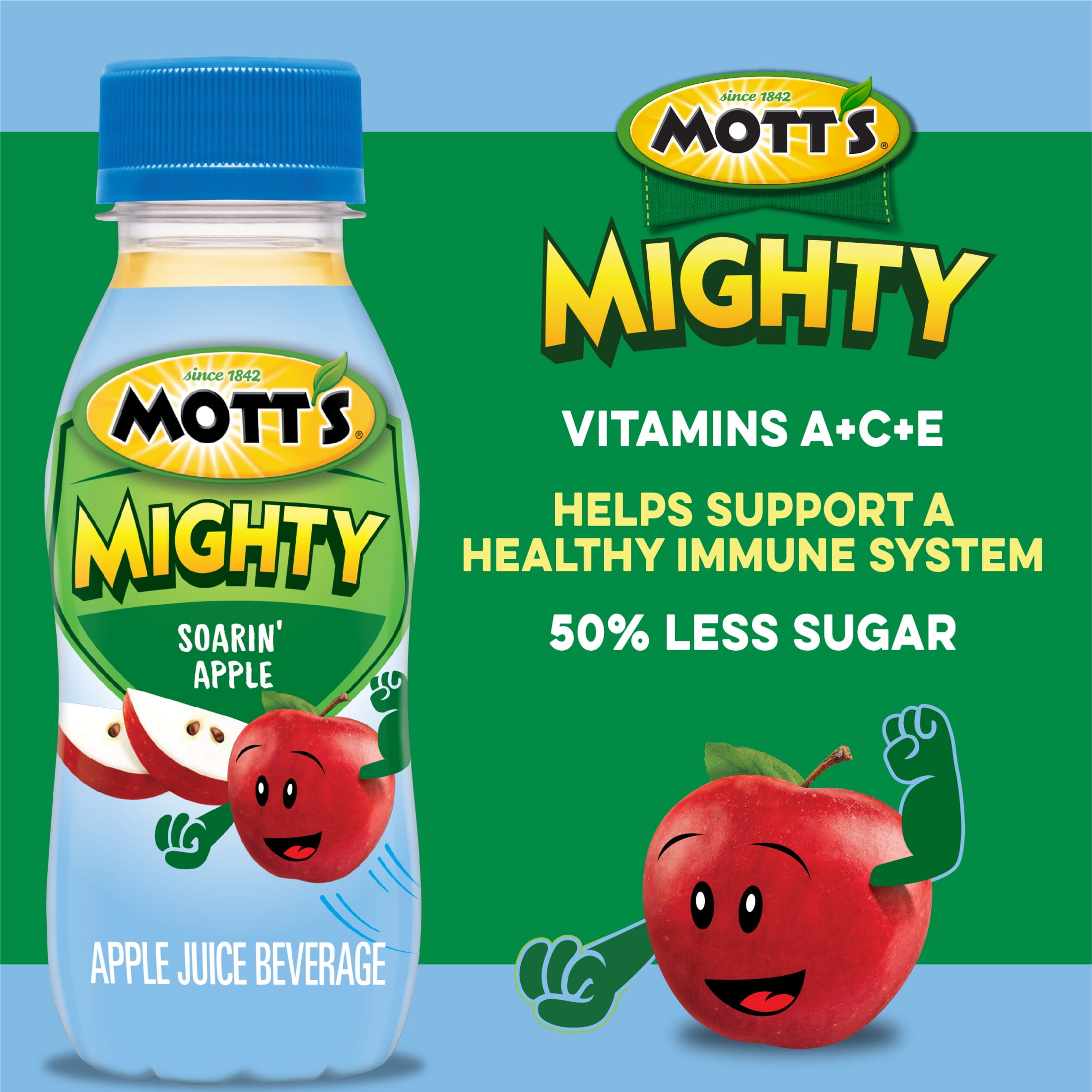Mott's Mighty Soarin' Apple Juice, 8 fl oz, 6 Count Bottles