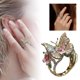 thumbnail image 1 of " Impresionante Deslumbrante Flor Goteo Abierto Anillo de Oro para Mujeres Joyería Elegante ", 1 of 6