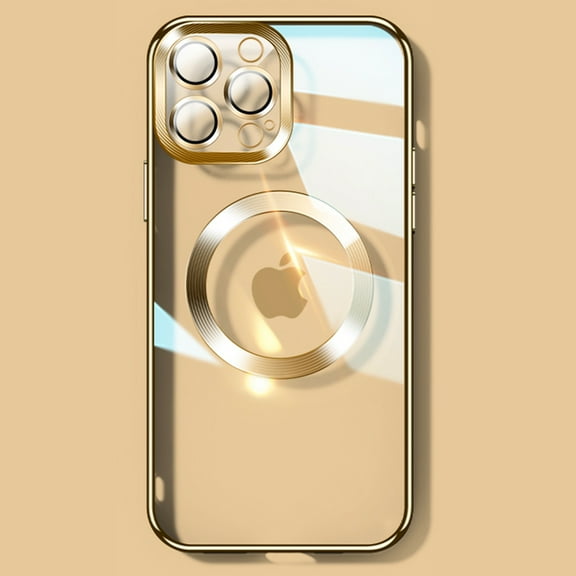Dteck Case for iPhone 14 Pro Max 6.7 inch 2022, Compatible with MagSafe, Slim Plating Transparent PC Cover Magnetic Rugged Case for iPhone 14 Pro Max,Gold
