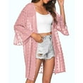 thumbnail image 2 of Womens Tops Dot Chiffon 3/4 Sleeve Beach Cover Up Sheer Trendy Tops, 2 of 9