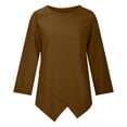 thumbnail image 4 of Womens Long Sleeve Linen Tunic Tops Crewneck Loose Fit Casual Fall T Shirts Blouses Solid Color Irregular Shirts Tops, 4 of 7