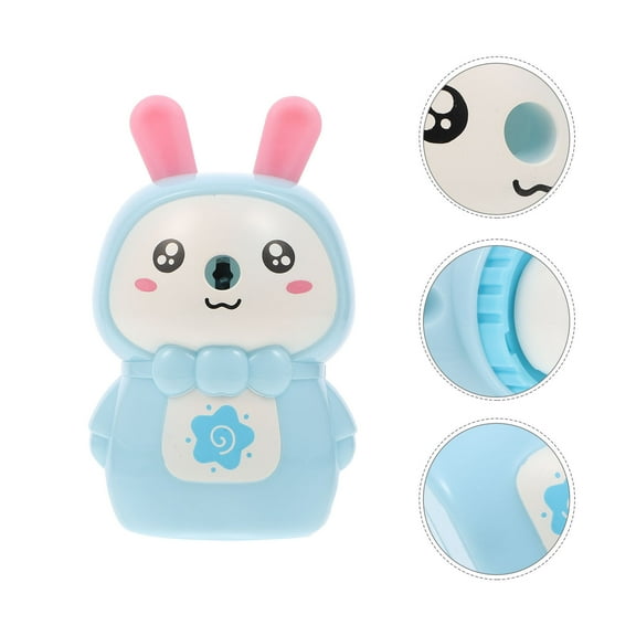 WHAMVOX Creative Cartoon Rabbit Pencil Sharpener for Students in Blue Plastic and Metal 1pc