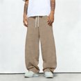 thumbnail image 4 of Baggy Sweatpants Men Casual Drawstring Waist Lightweight Wide Leg Sweat Pants for Men Camel M, 4 of 6