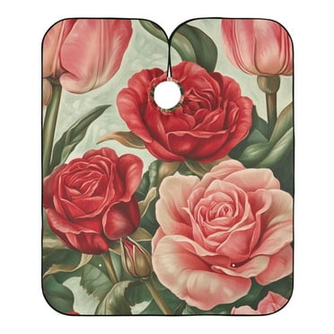 "Hair-Resistant" Barber Cape: Your Shield Against Stray Strands. Red Pink Rose
