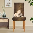 thumbnail image 4 of Yayeee 4 Pack Dining Chair Covers Stretch Parson Chairs Slipcovers Seat Protector, Wood Grain, 4 of 6