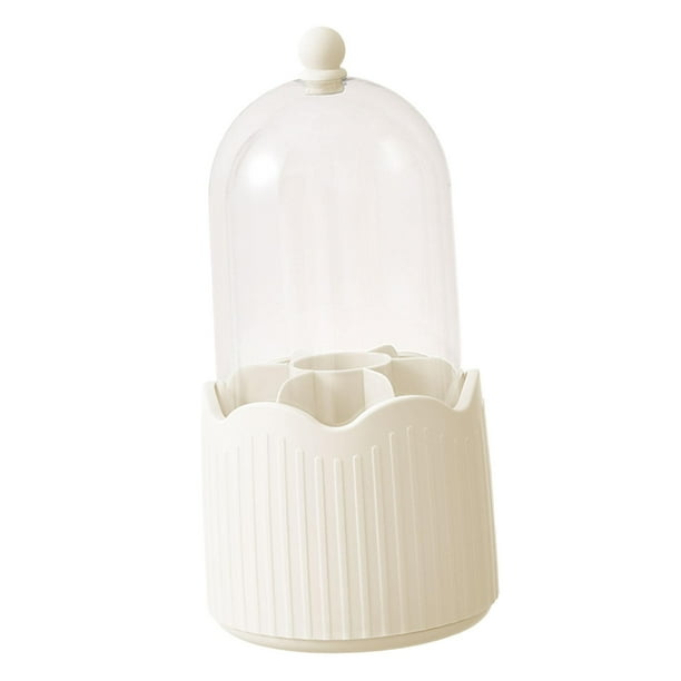 Organizador de brochas de maquillaje giratorio de 360 degree con tapa, organizador de escritorio para papelería Crema