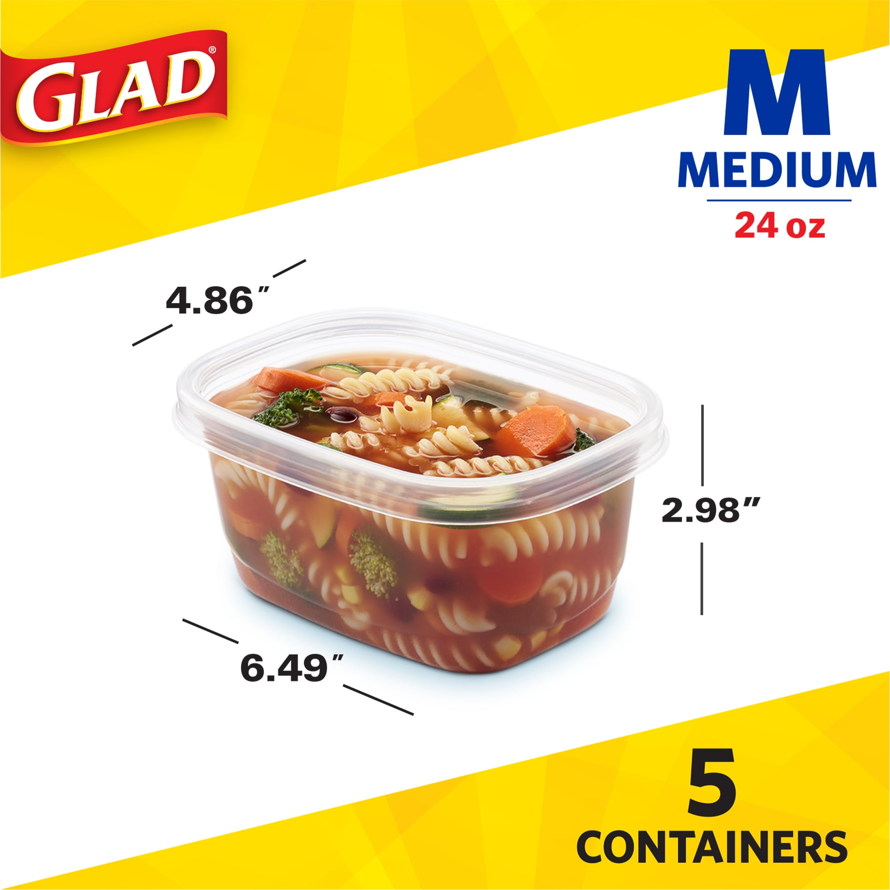 Glad Mini Round Food Storage Containers, 4 oz, 8/Pack, 12 Packs/Carton  (70240)
