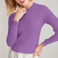 thumbnail image 5 of Gkeoshab Women Fall Clothes Women's Ribbed Knit Crewneck Sweater, Solid Color Soft Stretch Pullover Perfect for Layering and Creating Versatile Fall and Winter Fashion Outfits with Comfort Purple L, 5 of 8