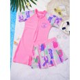 thumbnail image 5 of IEFIEL Kids Girls Cartoon Graffiti Print Swimsuit Short Sleeve Front Zipper Jumpsuit with Skirt Rash Guard Bathing Suit, 5 of 7