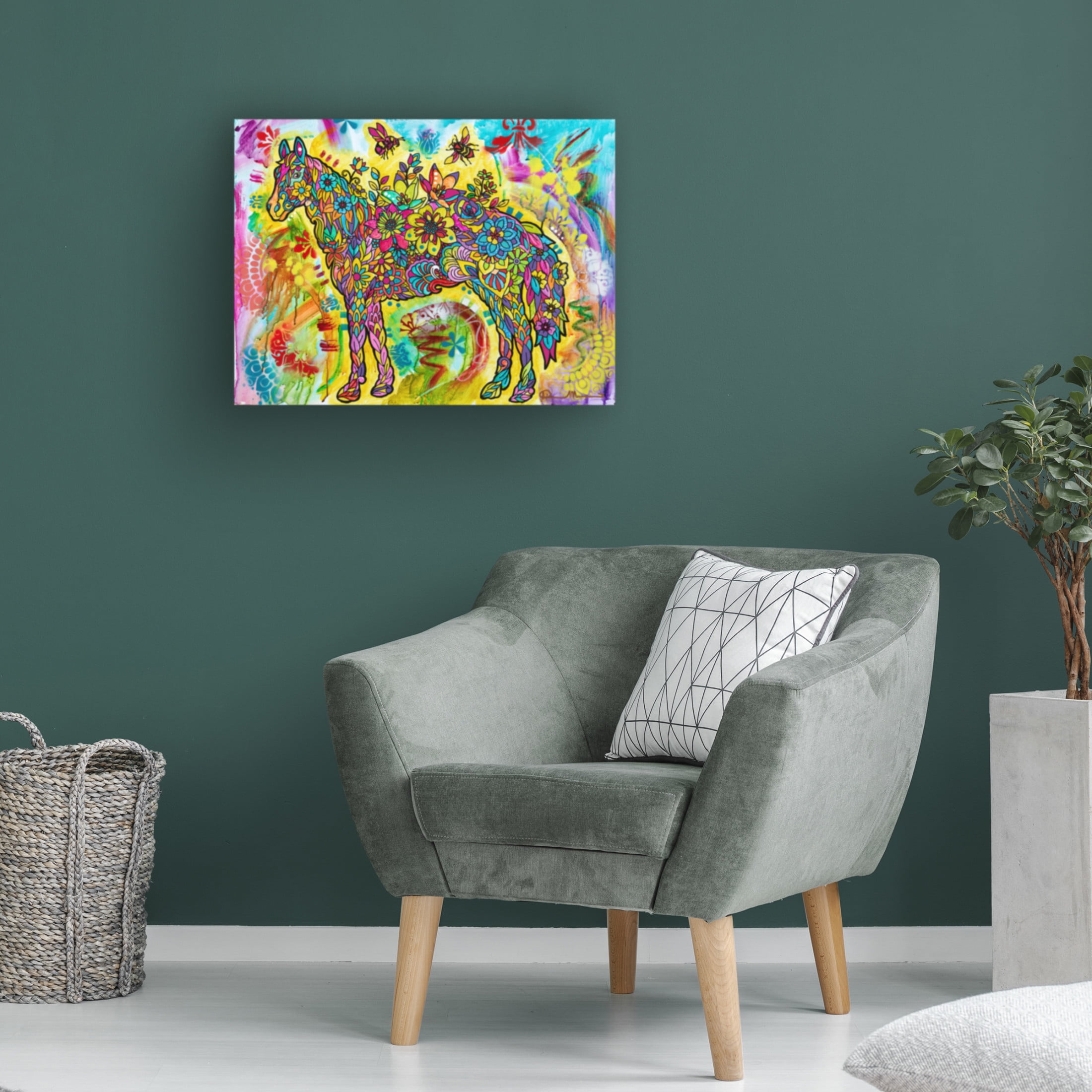Canvas Wall Art - Dean Russo 'Flower Horses' Wall Art for Living Room, Bedroom, or Office Décor by Trademark Fine Art - 32 x 24 Inches