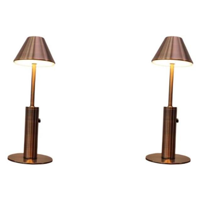 Baohd Dimmable Bedside Table Lamp Elegant Bar Decor Battery Powered Umbrella Bronze 2Set