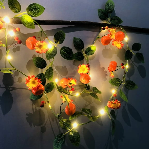 Tangerines Garland Decor Lights,Artificial Small Sunflower Oranges Berries Vine with Battery Operated 6.56 ft 20 LEDs Fairy String Lights for Garden Home Spring Wedding Party Women Bedroom