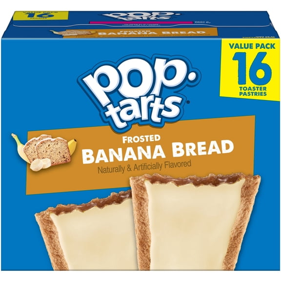 Pop-Tarts Frosted Banana Bread Toaster Pastries, Breakfast Foods, Shelf-Stable, 27 oz (16 Count)