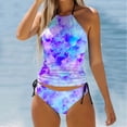 thumbnail image 2 of Xmyrz Womens Bathing Suits Tankinis Tie-Dye Sleeveless Split Holiday Brief Style Relaxation 2 Piece Swimwear Young Adult Swimsuits, 2 of 5