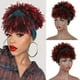 thumbnail image 2 of Peluca de cabello sintético para mujer, pelo corto negro Afro rizado con flequillo, turbante azul, envoltura de cabeza, 2 of 4