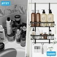 thumbnail image 3 of Over the Door Shower Caddy Hanging, 3-in-1 Rustproof Shower Organizer for Glass Door, No Drilling Shower Shelves with 4+3 Hooks, Wave Design, Stable, Adjustable Suitable for Kitchen/Bathroom/Balcony, 3 of 4