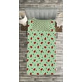 thumbnail image 3 of Ambesonne Ladybugs Quilted Bedspread Set 2 Pcs, Polka Dots with Insect, Twin Size, Black Green and Red, 3 of 3