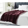 thumbnail image 3 of Posh Pascal 50"x60" Reversible Flannel Heathered Sherpa Blanket in Purple, 3 of 10