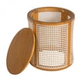 thumbnail image 5 of Ochre Easy Assembly Round End Table 1570 Inch Imitation Rattan Woven Design Rubber Wood MDF Nightstand For Home Living Room Bedroom, 5 of 10