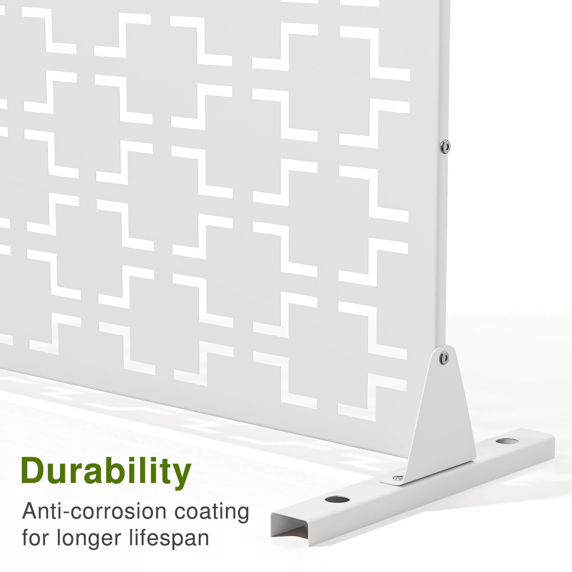 MAYEERTY 72×47" Outdoor White Metal Privacy Panel Screen for Backyard & Garden, Geometric Square Pattern
