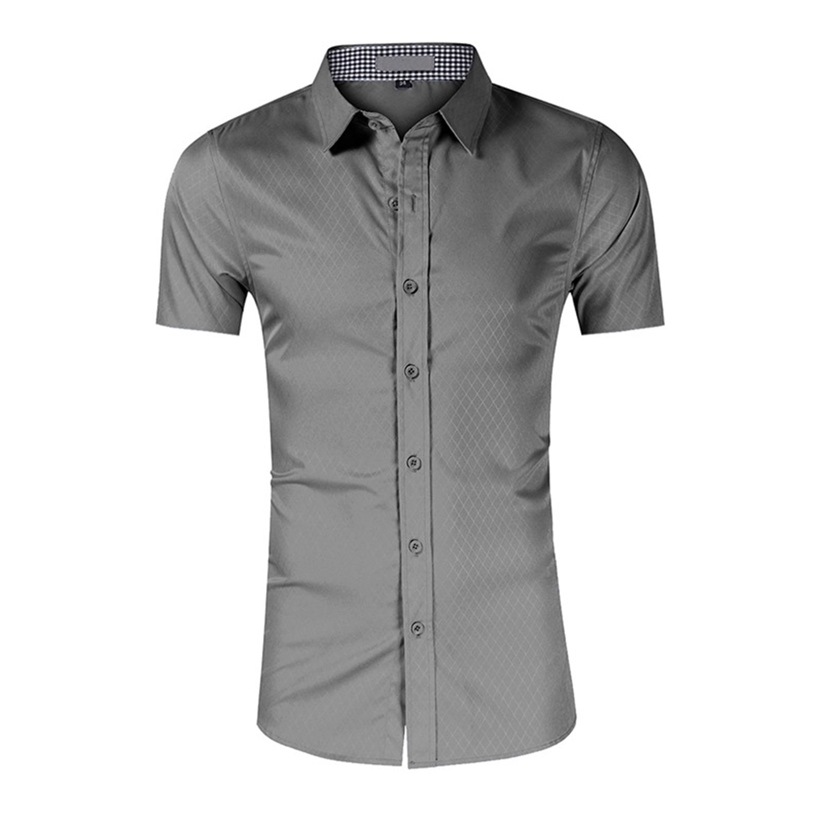 Men Dress Shirt Short Sleeve Elastic Casual Button Down Shirts