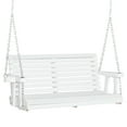 thumbnail image 5 of Patio Furniture Porch Swing with Chains and Cupholders, Wooden Patio Swing Chair,Outdoor Sofa, 5 of 6