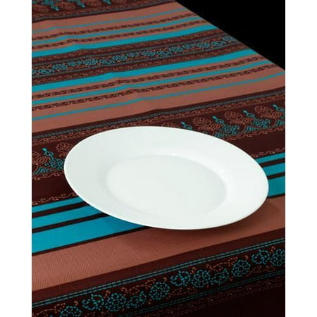 

Brown Blue Arabesque 100% Polyester Stain Resistant Tablecloth 78 x 59 inch