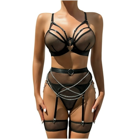 

Lace Lingerie Women Women s Erotic Lingerie 3-Piece Set Splicing Personality Sexy Set Soft Cotton Bra