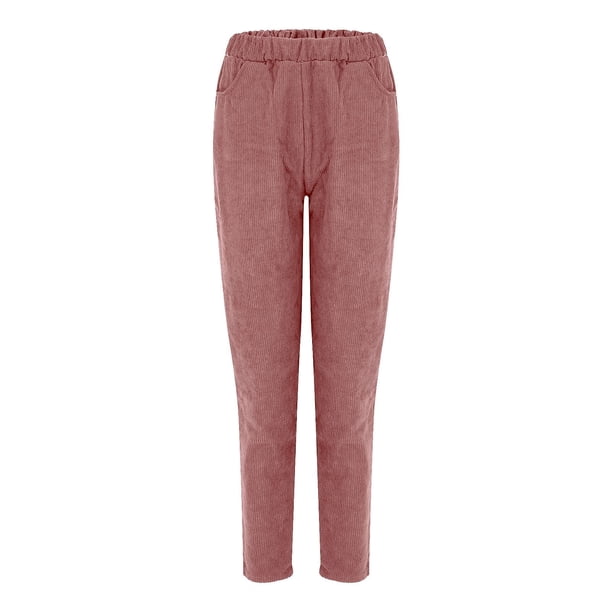 Pantalones de pana Prolriy para mujer, pantalones de pana para mujer, pantalones casuales de cintura alta elástica, pantalones rectos, pantalones sueltos y cómodos con bolsillos, pantalones de mujer