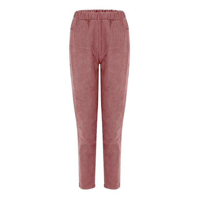 Pantalones de pana Prolriy para mujer, pantalones de pana para mujer, pantalones casuales de cintura alta elástica, pantalones rectos, pantalones sueltos y cómodos con bolsillos, pantalones de mujer