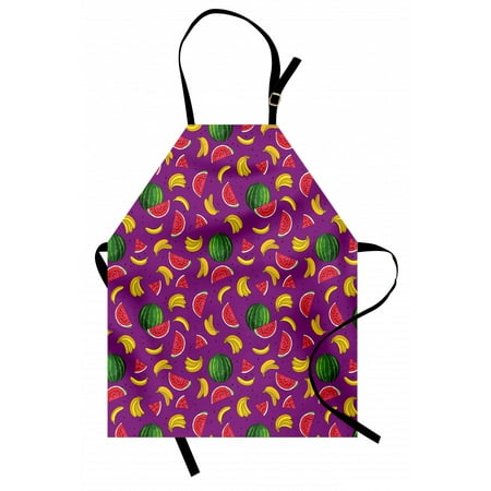 

Fruit Apron Watermelon Bananas Summer Tasty Traits of Nature Cuisine Rhythmic Motifs Print Unisex Kitchen Bib with Adjustable Neck for Cooking Gardening Adult Size Purple Multicolor by Ambesonne